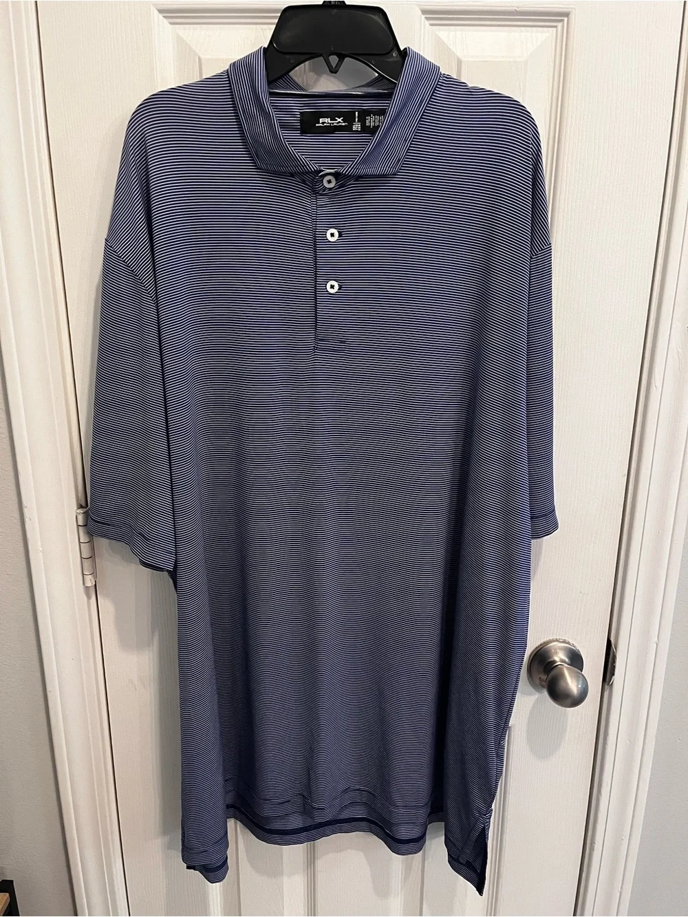 RLX Ralph Lauren Men's Blue Striped Golf Polo 2XL